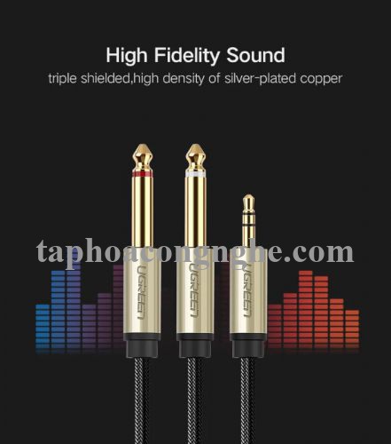 Ugreen 40794 5M Màu Đen Cáp âm thanh 2 đầu 6.5mm dương sang 3.5mm dương cao cấp AV126 30040794